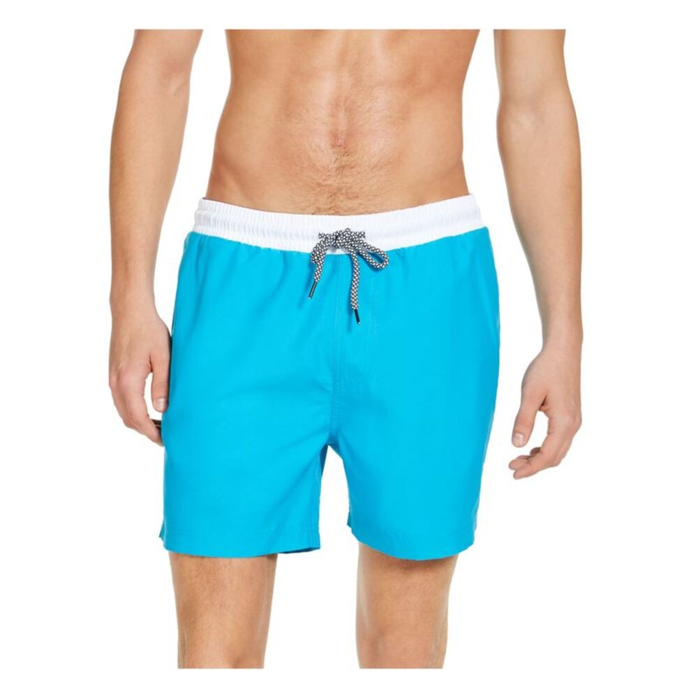 INC Mens Aqua Drawstring Lined Classic Fit Swim Trunks XXL